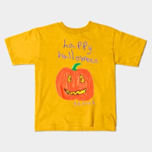 Happy Halloween Pumpkin by Hannah - Homeschool Art Class 2021/22 Art Supplies Fundraiser Kids T-Shirt